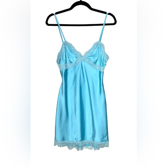 NWT Revolve X More to Come Satin Hallie Blue Mini Dress with Side Zip, Small - Picture 3 of 14